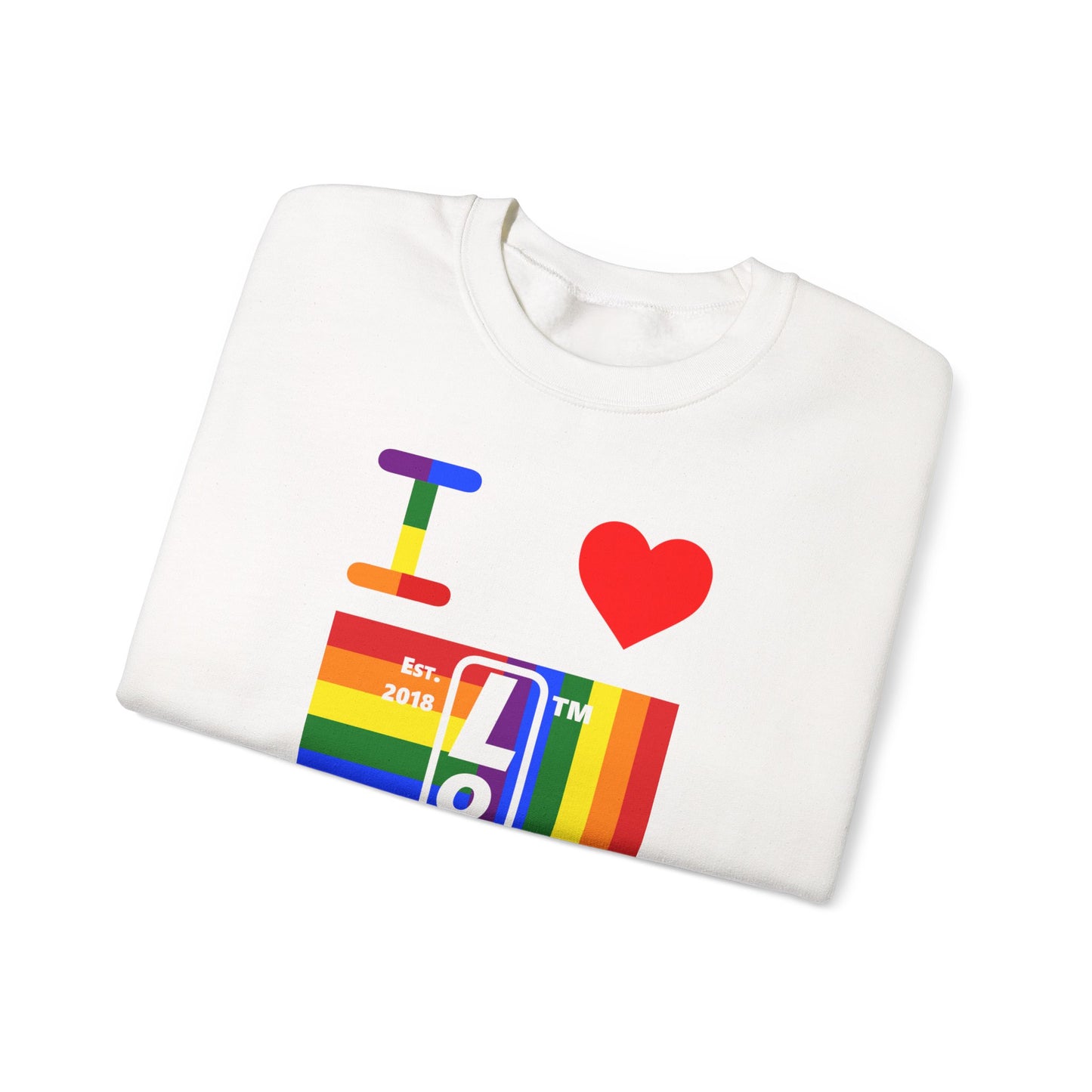 I Luv LongD negative windmill tag-domain upright front-back logo crewneck sweatshirt