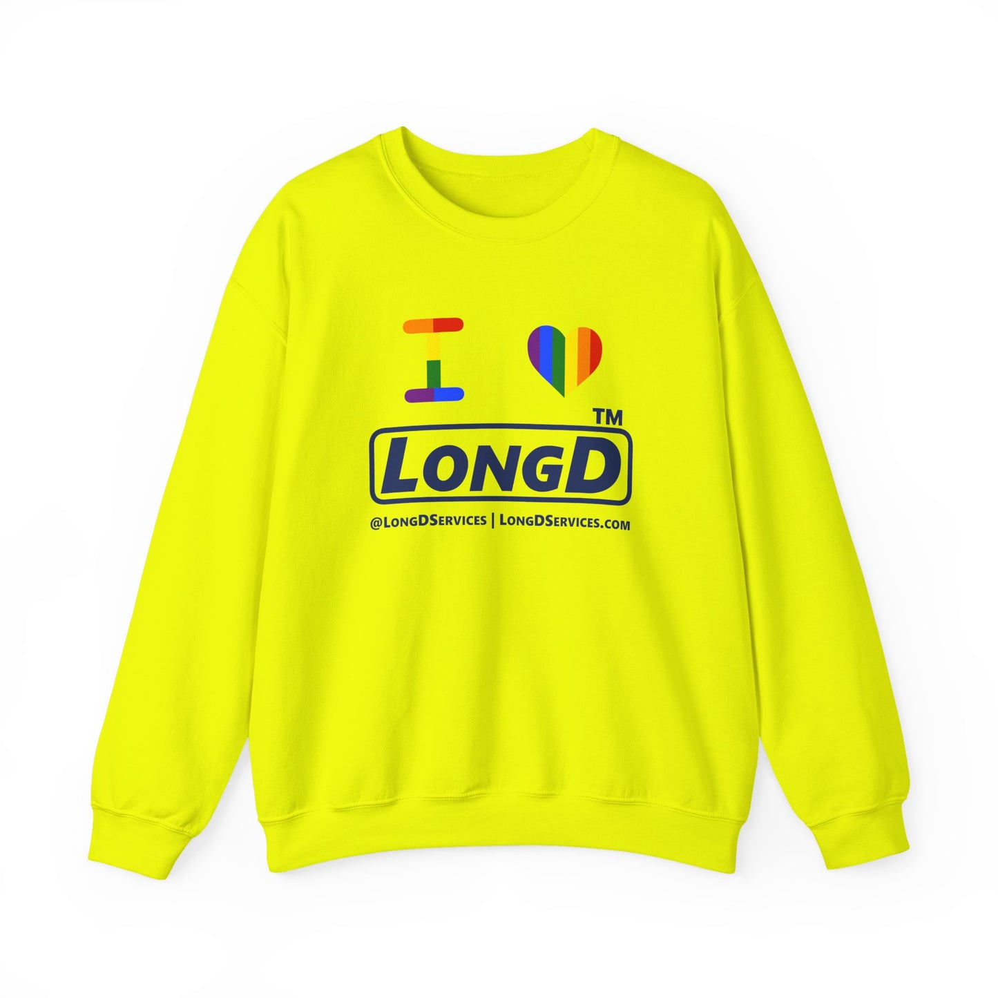 I Luv LongD official basic tag-domain logo crewneck sweatshirt with Pride heart