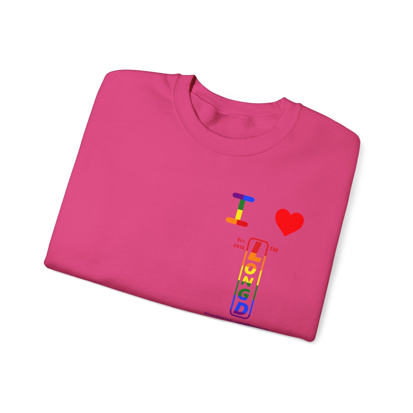 I Luv LongD positive horizontal 6-striped tag-domain upright 4-print single-breasted logo crewneck sweatshirt