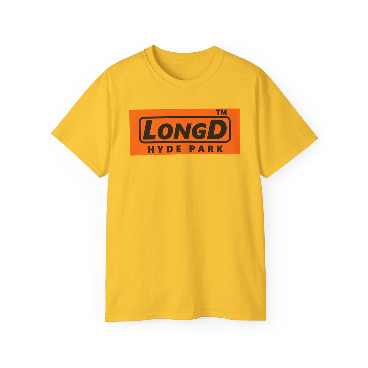 LongD Hyde Park logo Black (000000) on orange (FE7518) (Halloween colors) cotton tee