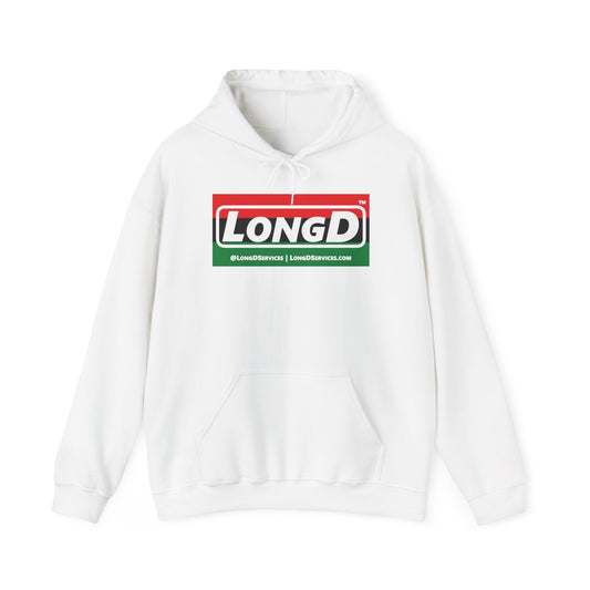 LongD® Logo Hoodie with Juneteenth striped negative text