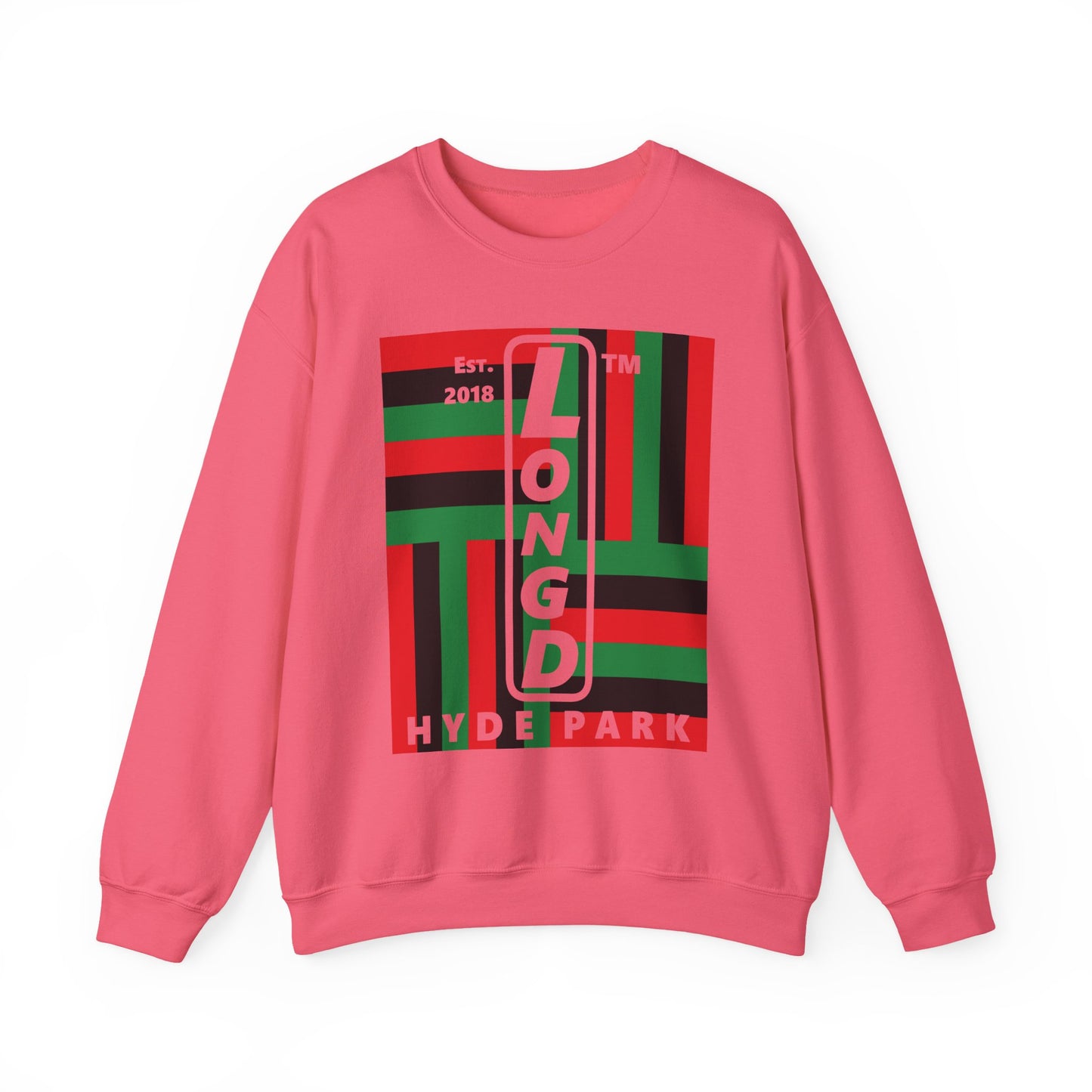 LongD negative windmill Hyde Park upright logo crewneck sweatshirt (Juneteenth colors)