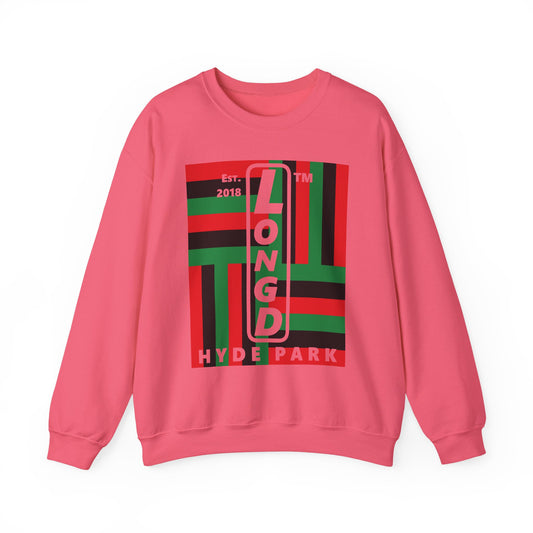 LongD negative windmill Hyde Park upright logo crewneck sweatshirt (Juneteenth colors)