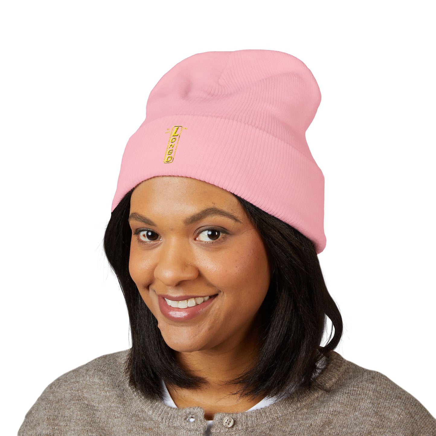 Embroidered Classic Cuffed Beanie reverse official basic logo upright