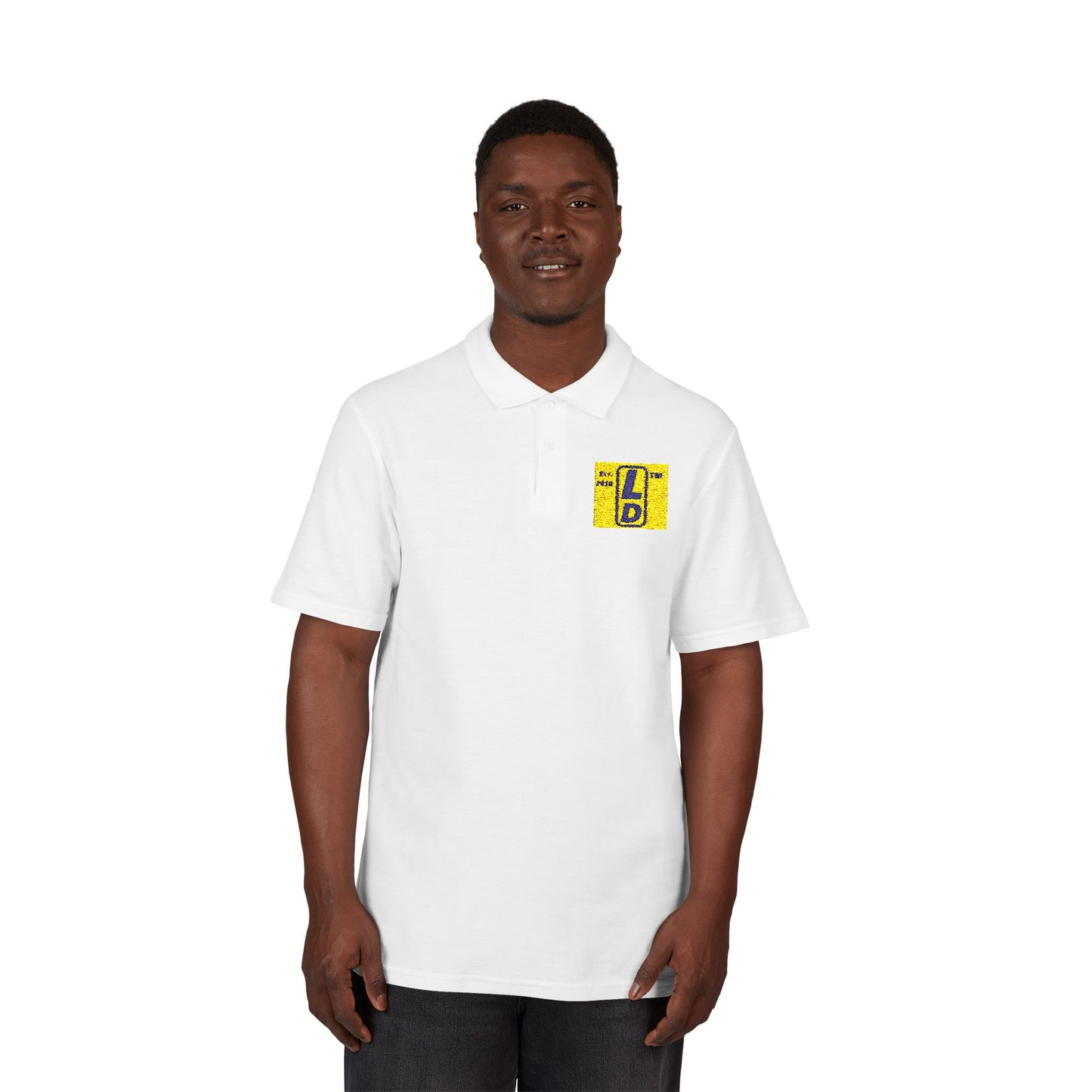 Embroidered LongD official logo upright initials polo shirt