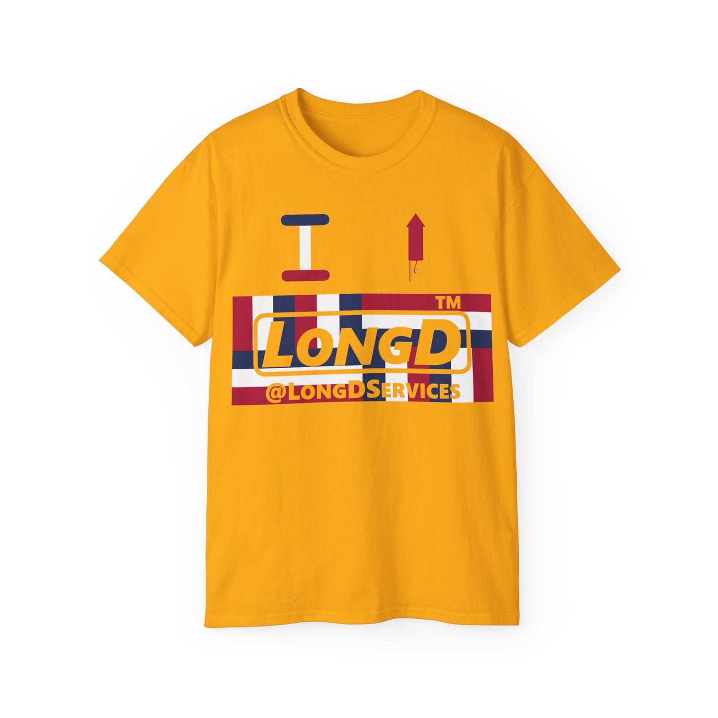 I firecracker LongD negative modified windmill tag logo cotton tee