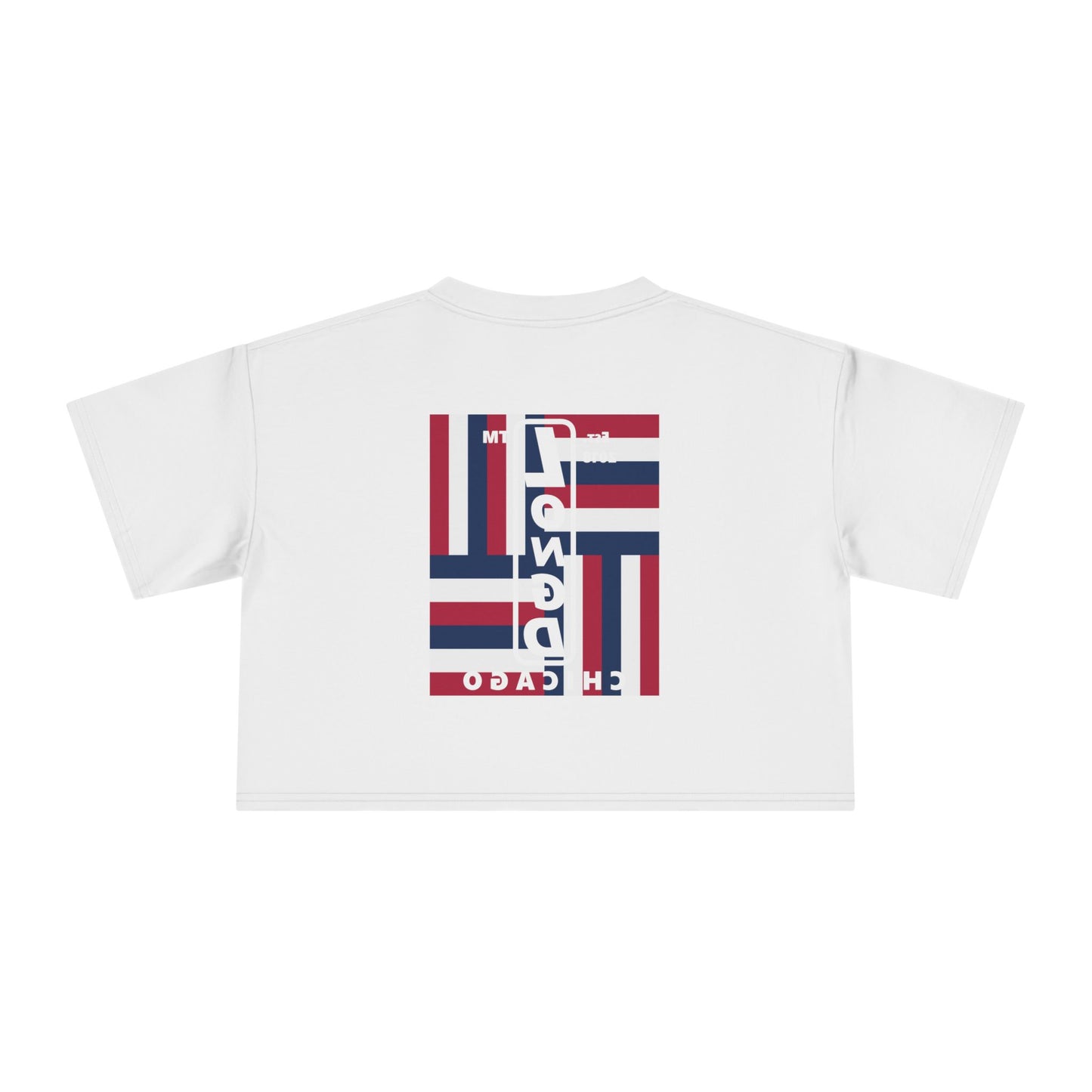 I burst LongD negative windmill upright front-reversed back Chicago logo crop tee
