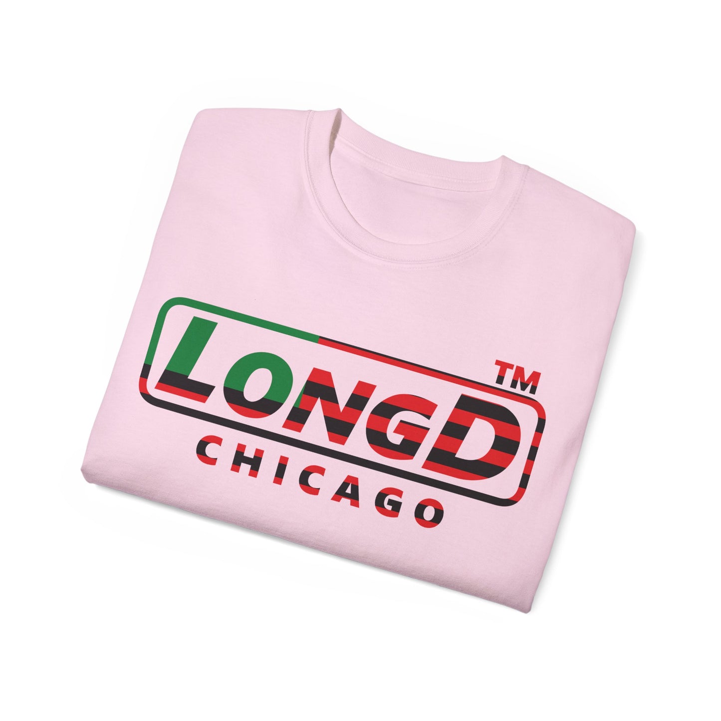 LongD positive flag Chicago logo cotton tee (Juneteenth colors)