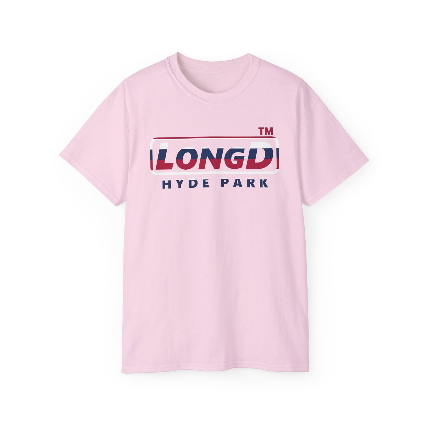 LongD positive horizontal 6-striped Hyde Park logo cotton tee (patriotic colors)