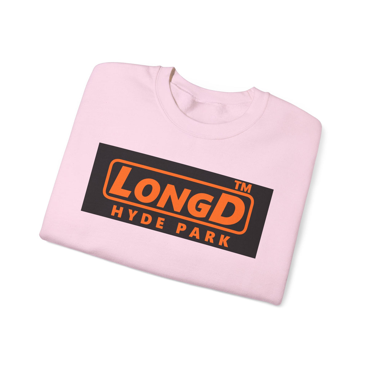 LongD Hyde Park logo orange (FE7518) on Black (000000) (Halloween colors) crewneck sweatshirt