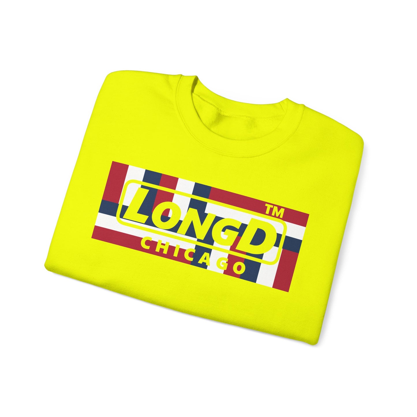 LongD negative modified windmill Chicago logo crewneck sweatshirt (patriotic colors)
