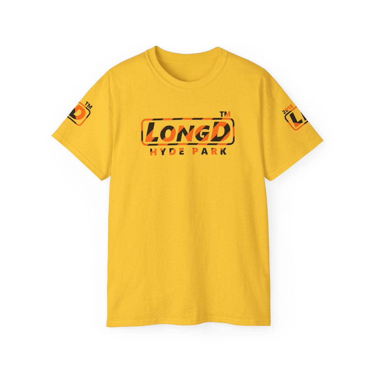 LongD Hyde Park positive 12-striped 4-print logo (Halloween colors) cotton tee