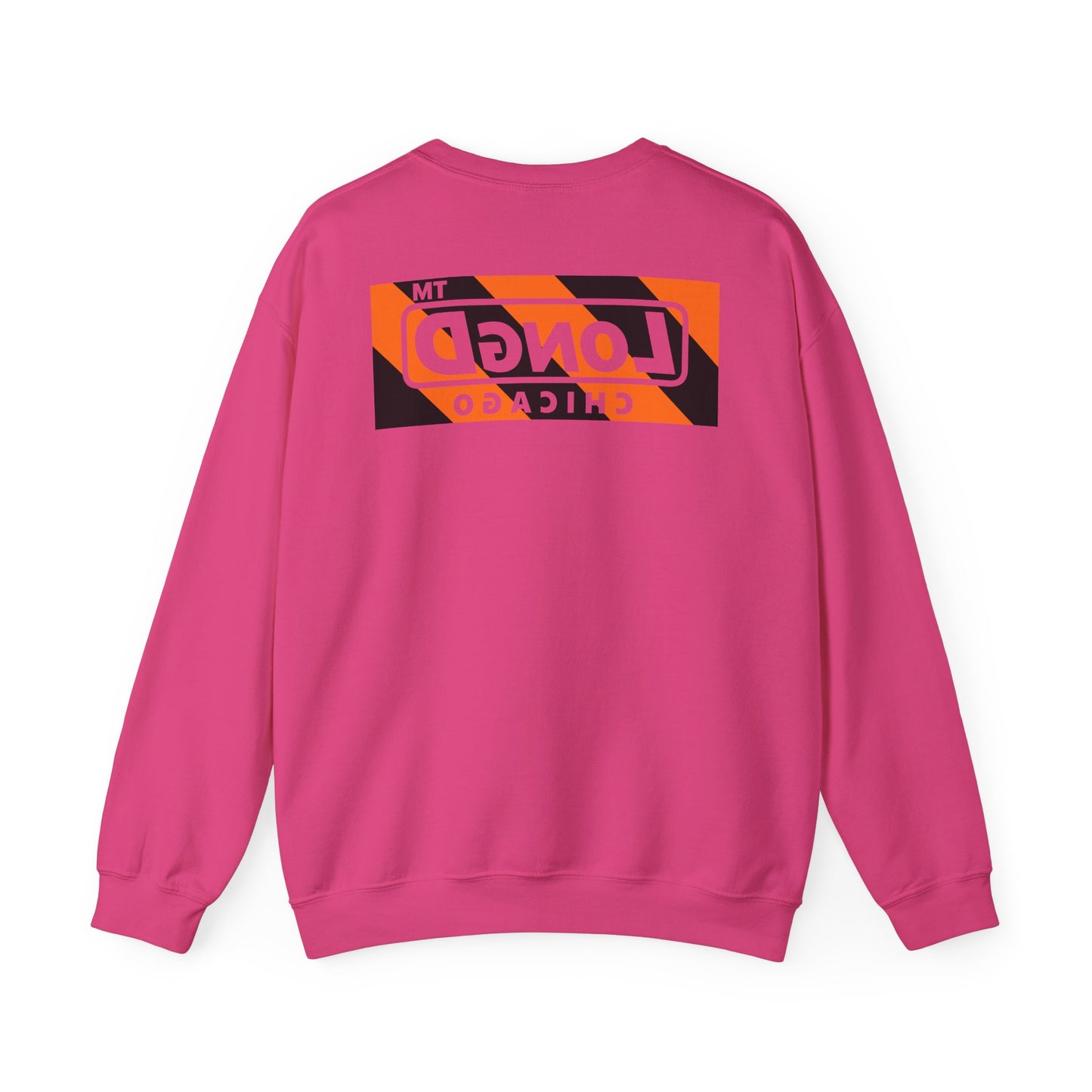 LongD Chicago negative diagonal 6-striped front-back logo (Halloween colors) crewneck sweatshirt
