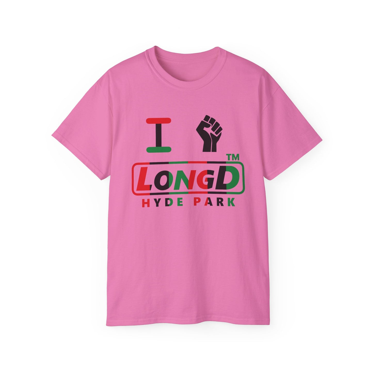 I fist LongD positive vertical 6-striped Hyde Park logo cotton tee