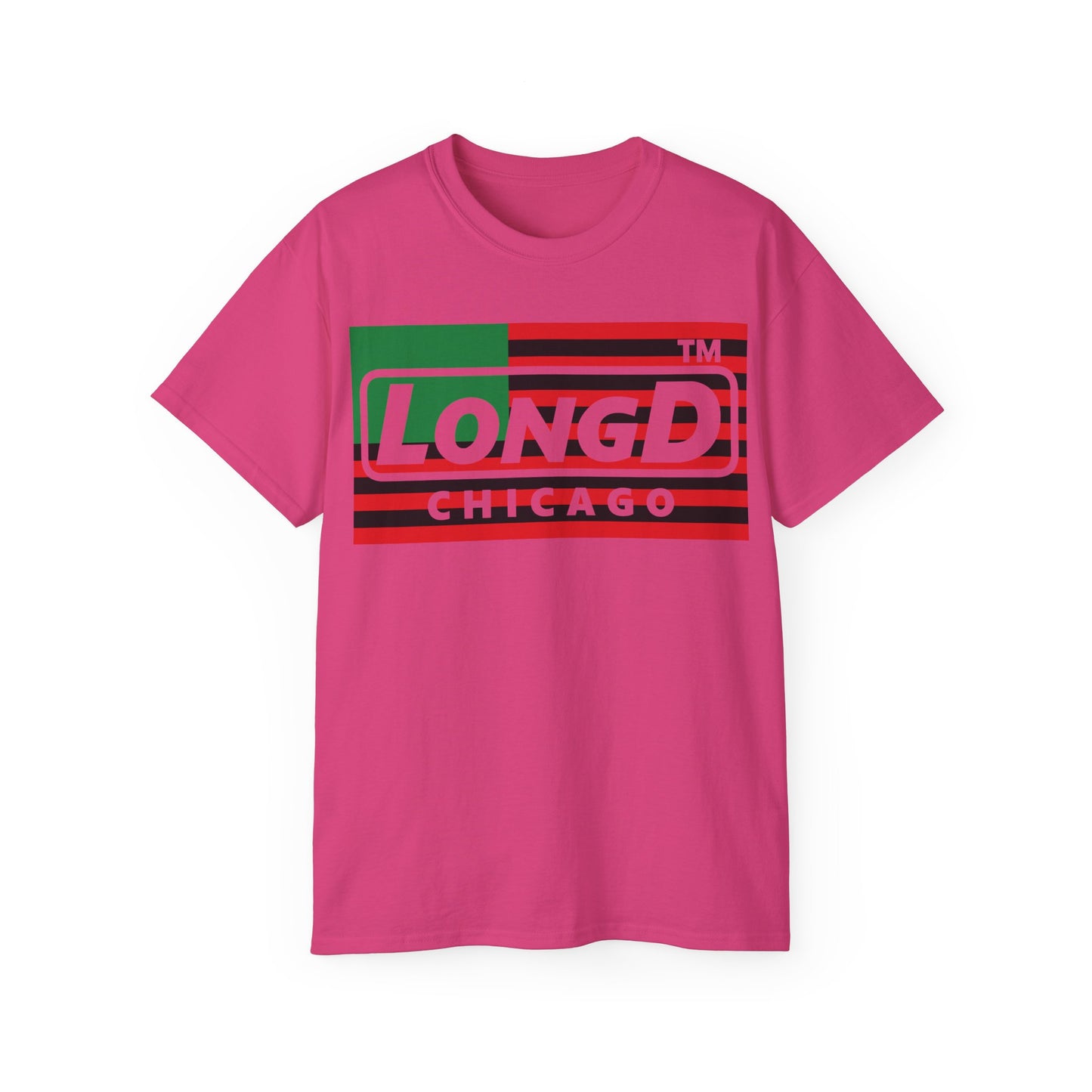 LongD negative flag Chicago logo cotton tee (Juneteenth colors)