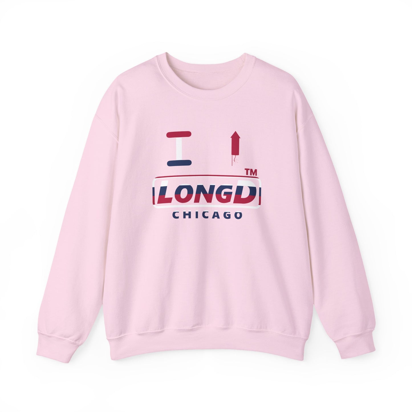 I firecracker LongD positive horizontal 6-striped Chicago logo crewneck sweatshirt