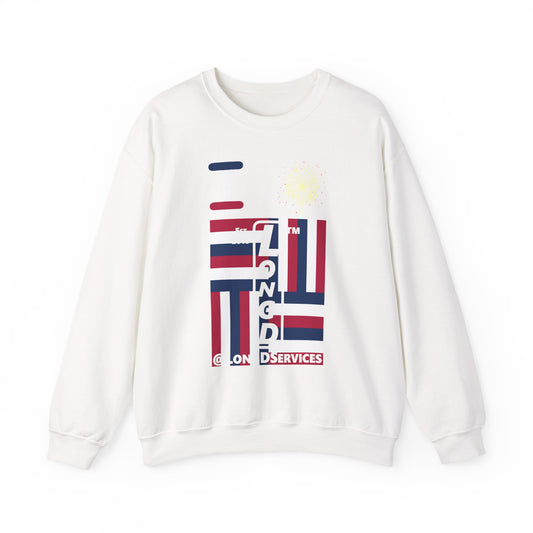 I Burst LongD negative windmill tag upright logo crewneck sweatshirt