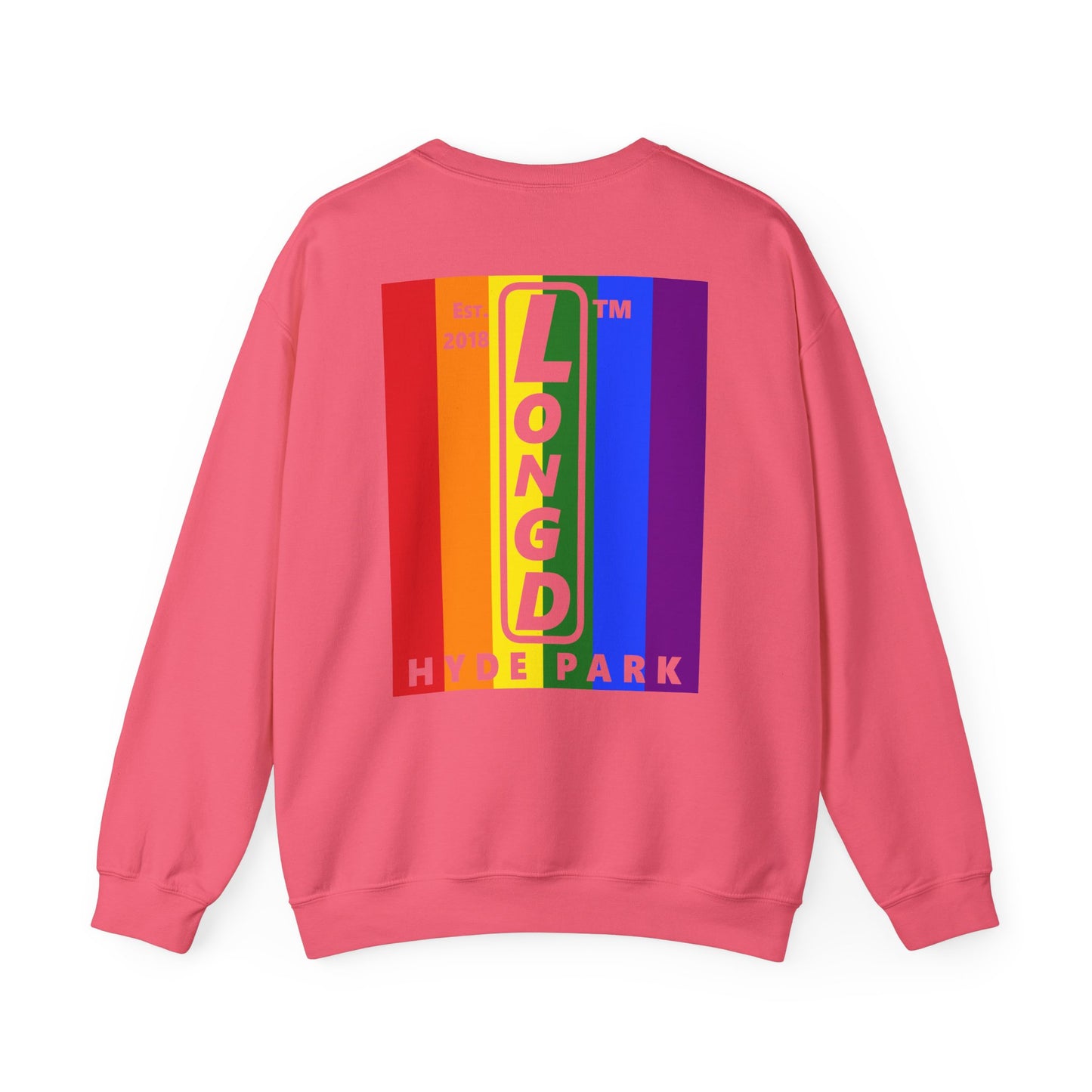 I Luv LongD negative windmill Hyde Park upright front-back logo crewneck sweatshirt