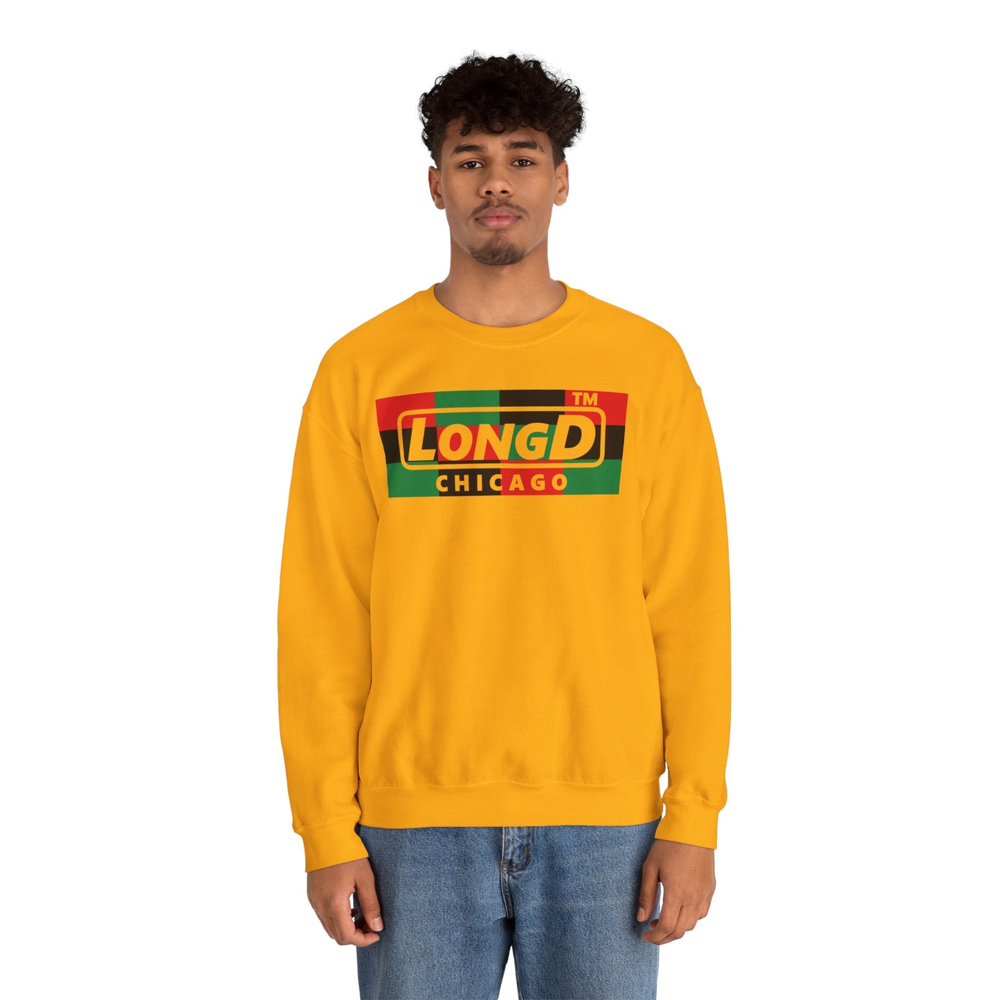 LongD negative 3x4 Chicago logo crewneck sweatshirt (Juneteenth colors)