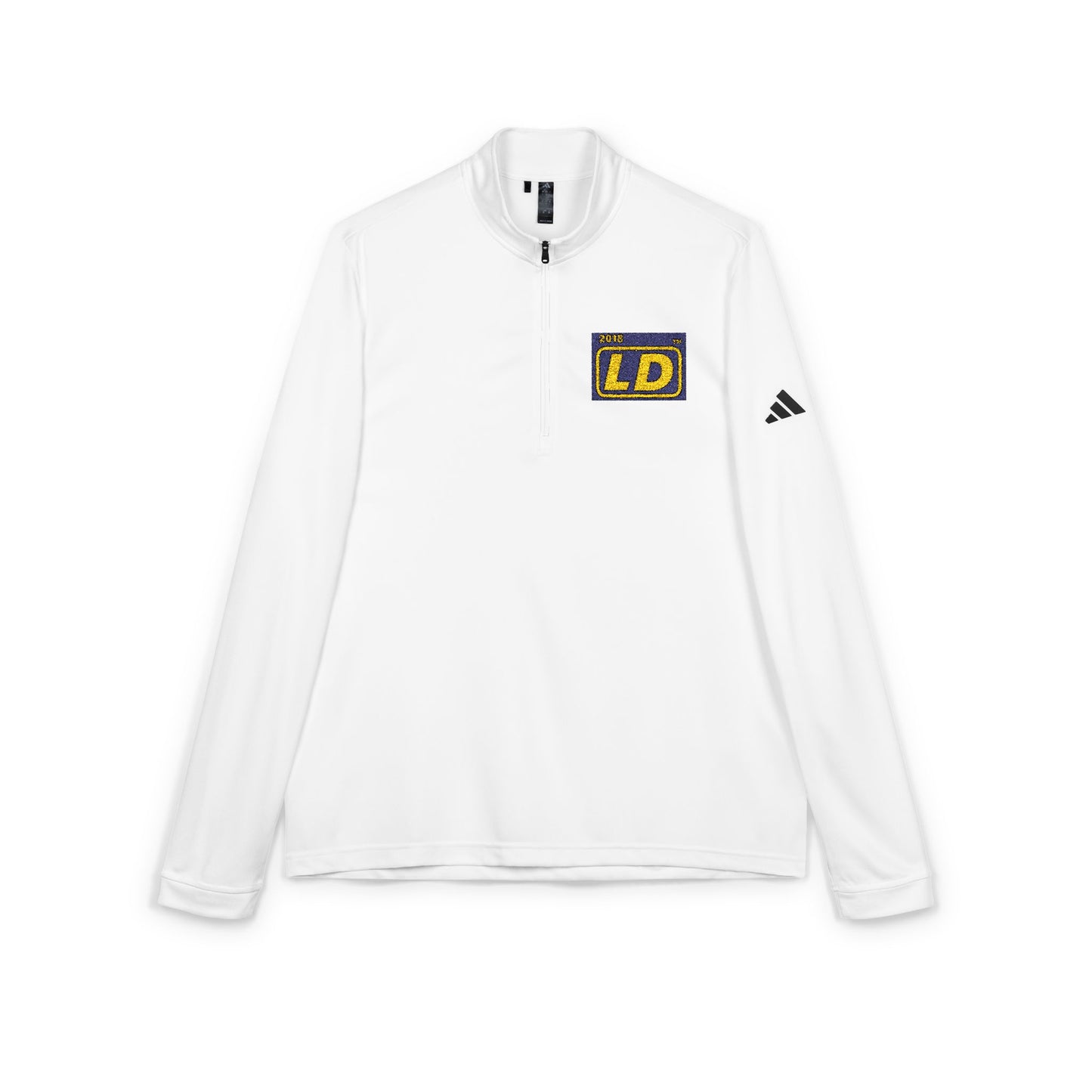 Embroidered adidas® Quarter-Zip pullover official reverse logo initials