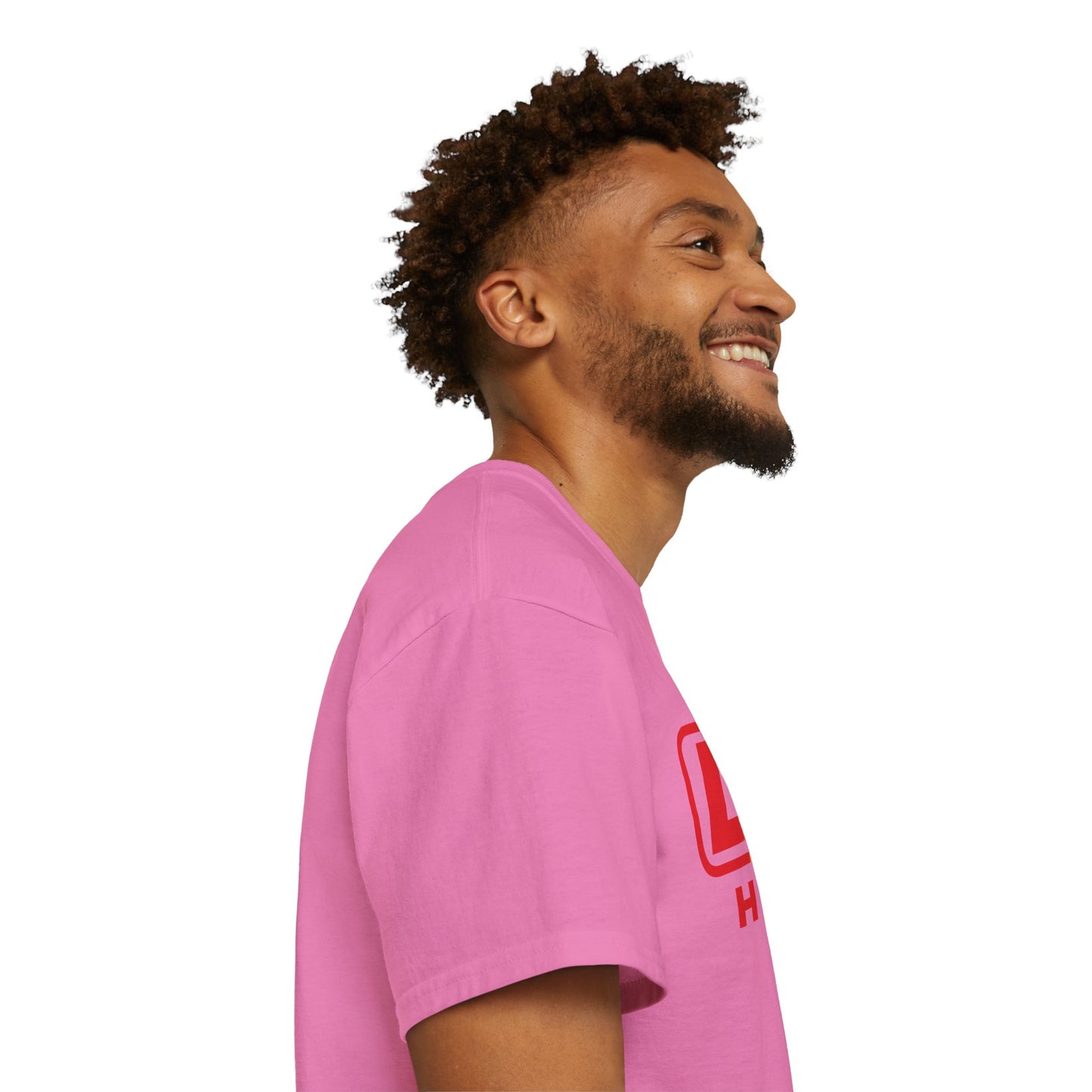 LongD positive vertical striped Hyde Park logo cotton tee (Pride colors)