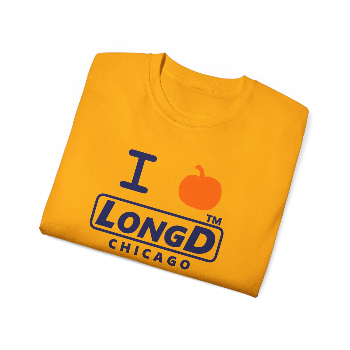 I pumpkin LongD Chicago positive basic Navy (002060) logo cotton tee