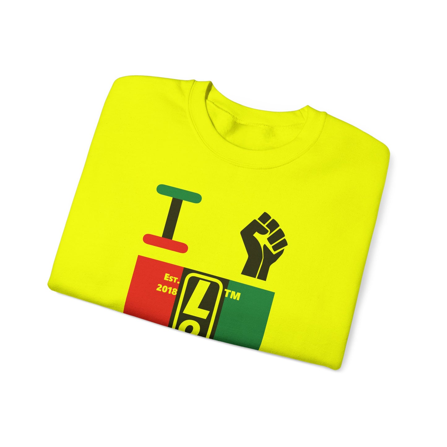 I Fist LongD negative vertical 3-striped Hyde Park upright logo crewneck sweatshirt