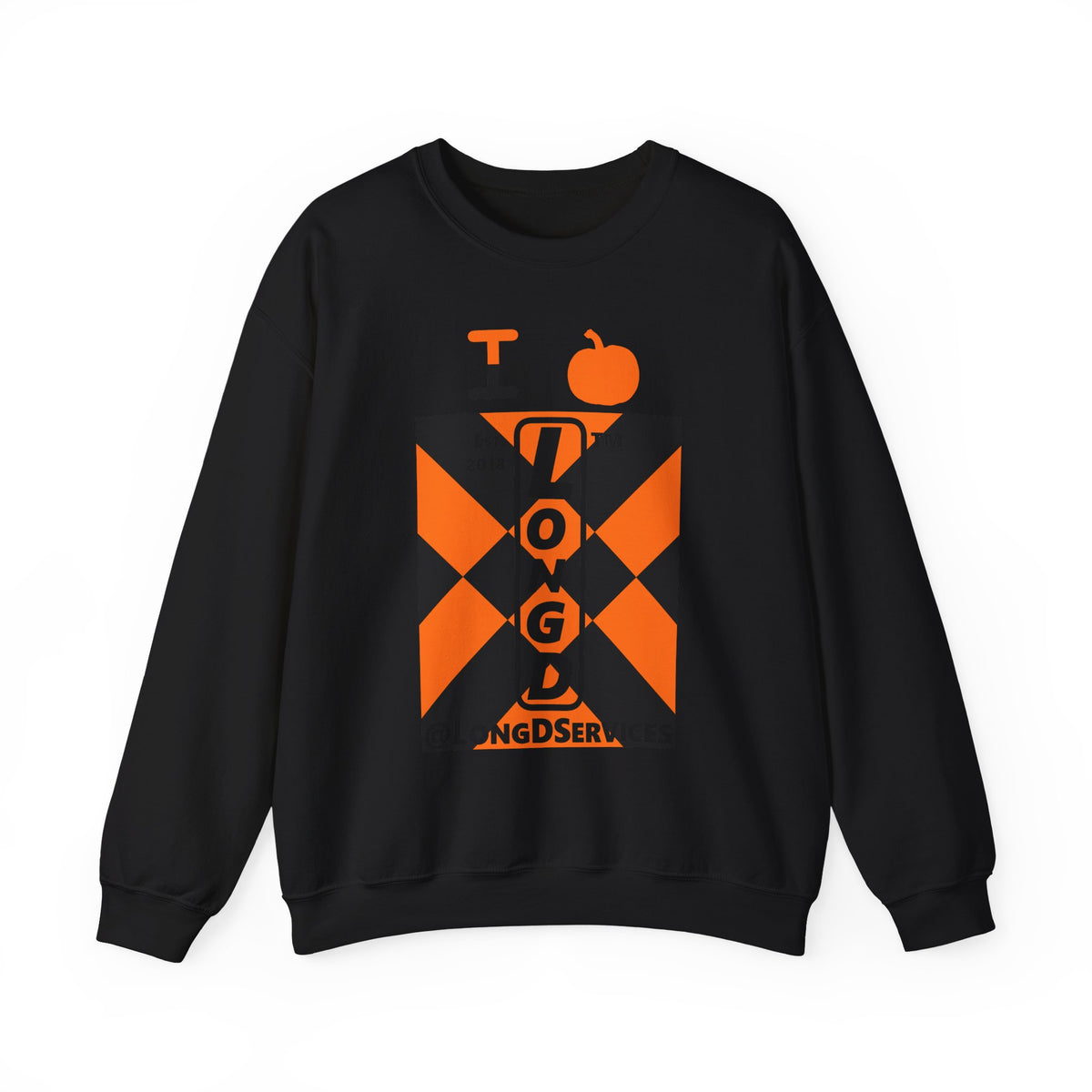I pumpkin LongD Tag negative upright mixed argyle logo crewneck sweatshirt