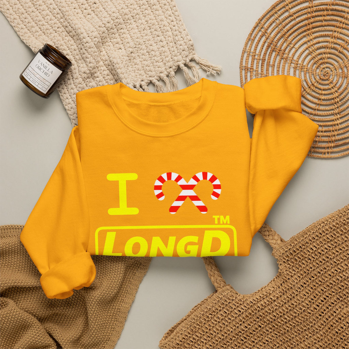 I candy cane LongD Chicago positive alternate basic yellow logo crewneck sweatshirt