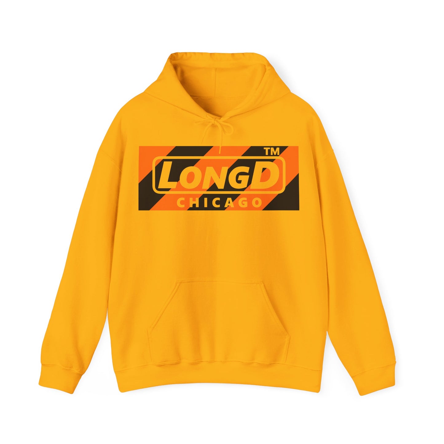 LongD Chicago negative diagonal 6-striped front-back logo (Halloween colors) hoodie