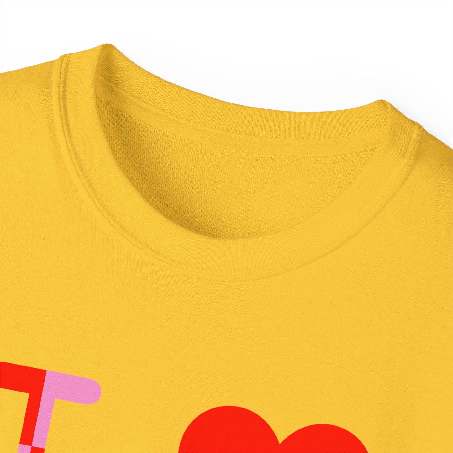 I Luv LongD Logo Cotton Tee (Valentines pink/red quarter split text)