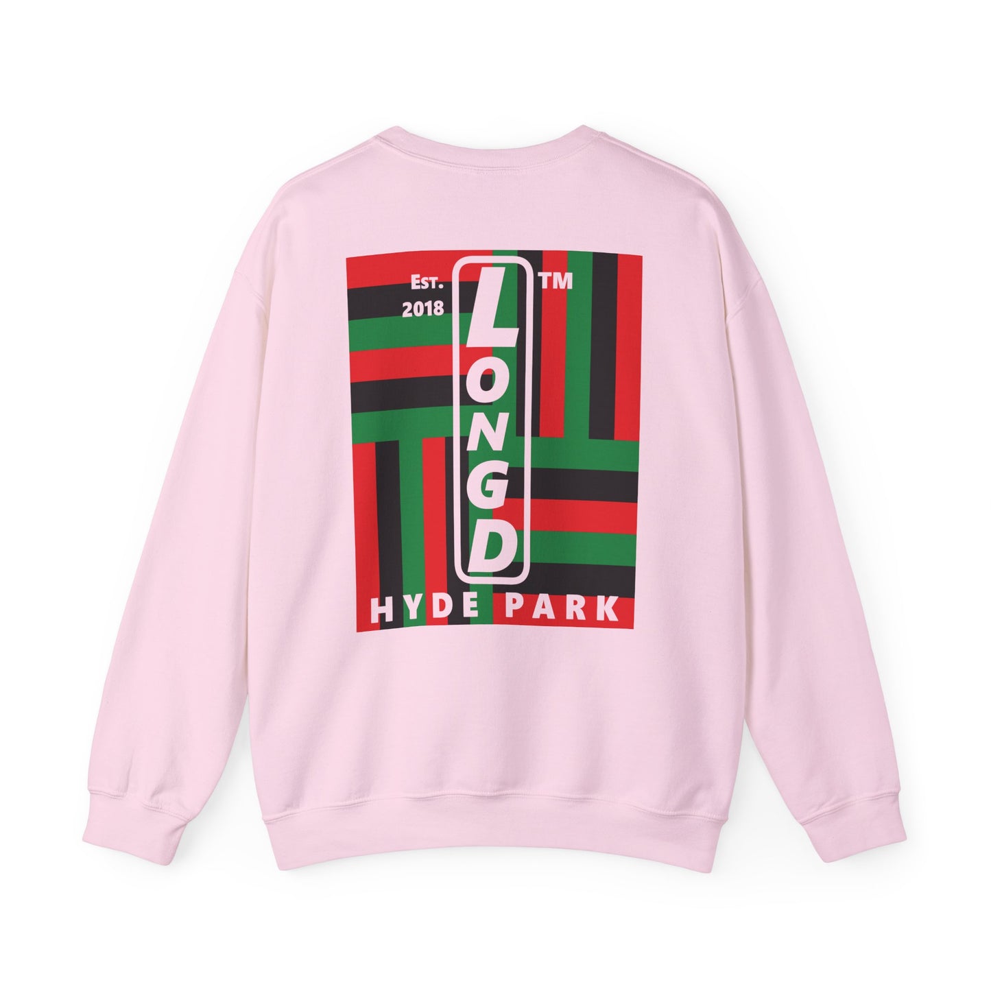I Fist LongD negative windmill Hyde Park upright front-back logo crewneck sweatshirt