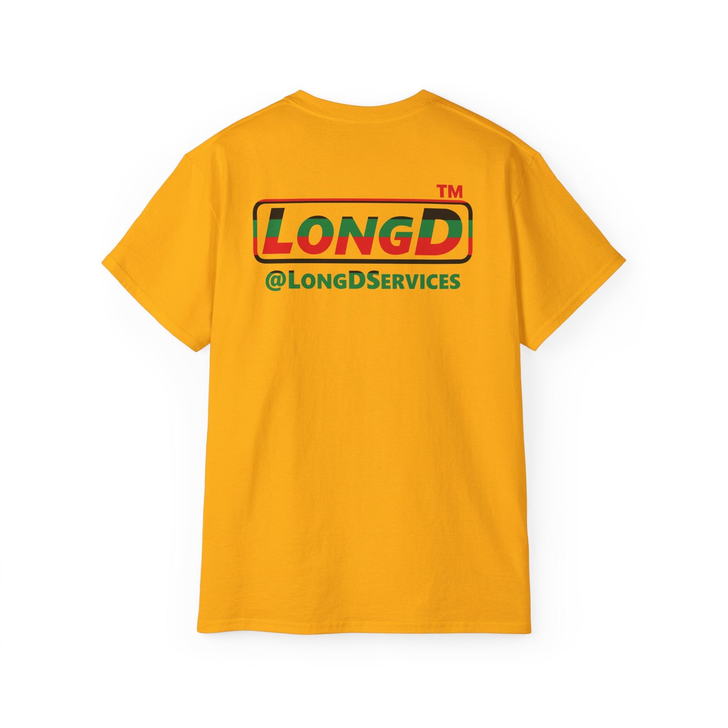 LongD positive horizontal 6-striped Chicago logo single-breasted front-back cotton tee (Juneteenth colors)