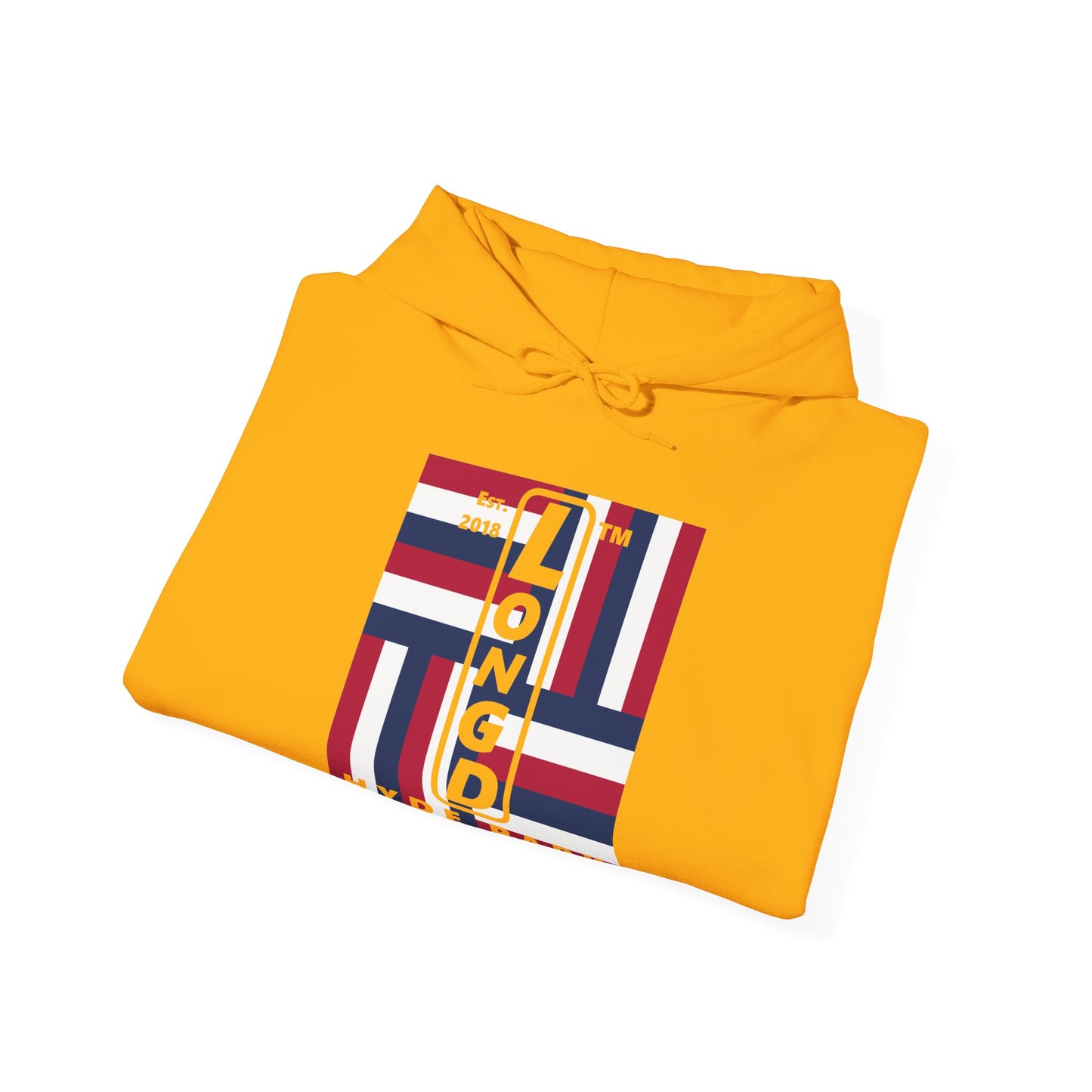 LongD® negative windmill upright Hyde Park logo hoodie (Patriotic colors)