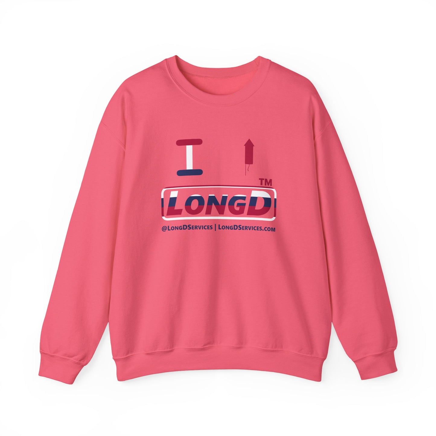 I firecracker LongD positive horizontal 6-striped tag-domain logo crewneck sweatshirt