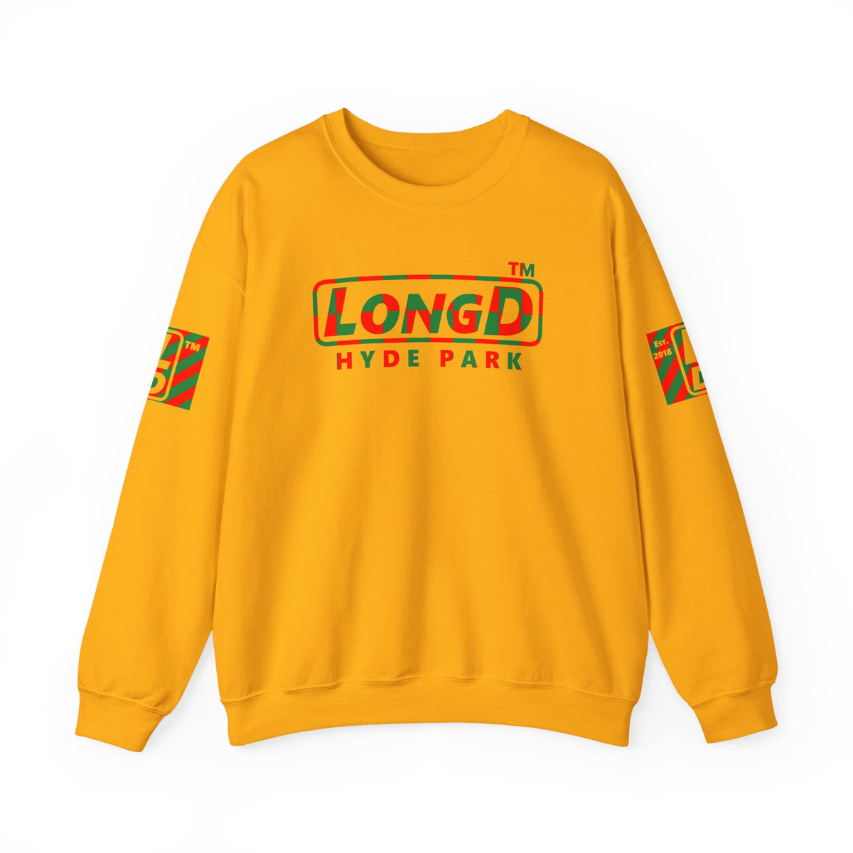 LongD Hyde Park positive checkered 4-print logo (Xmas colors) crewneck sweatshirt
