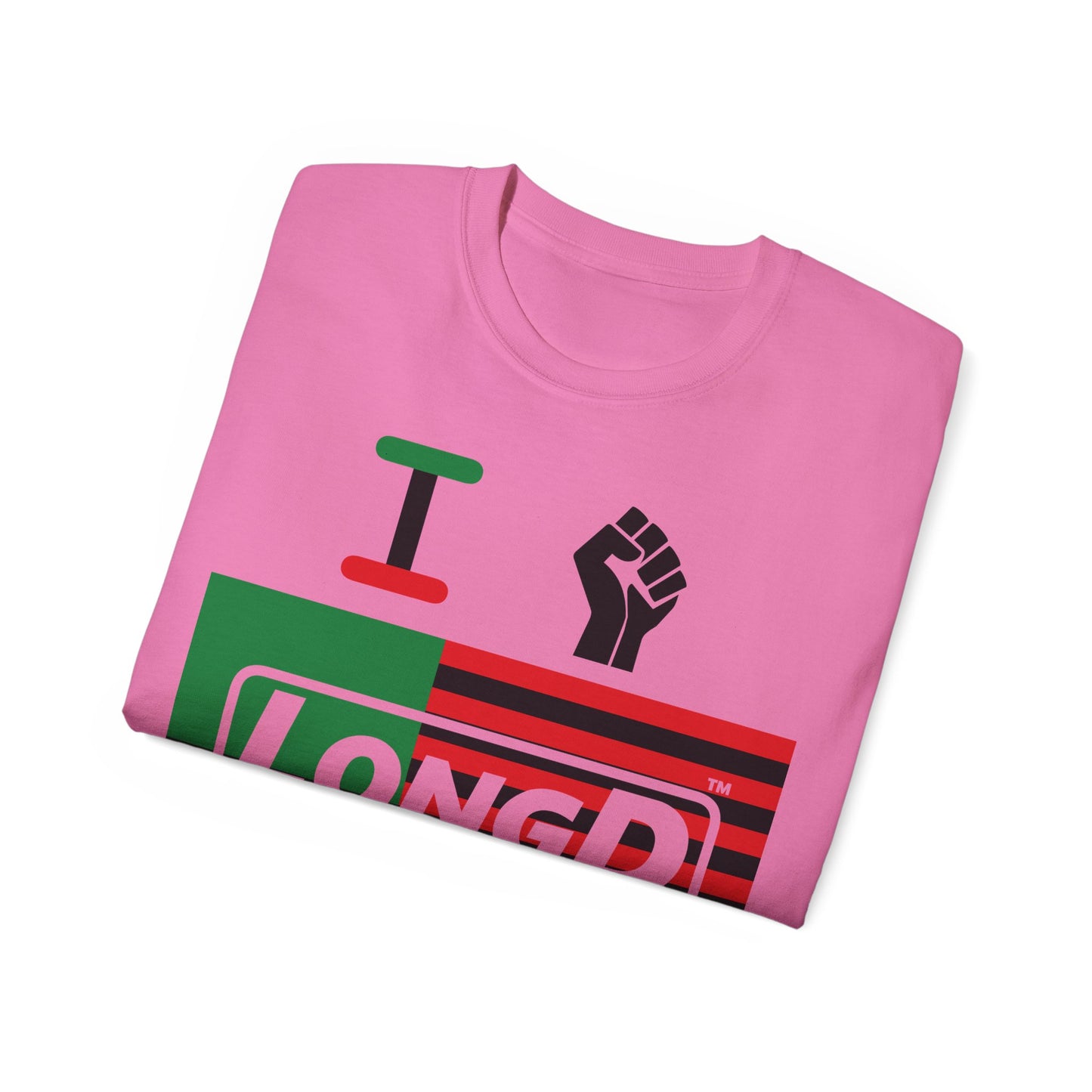 I Fist LongD® Logo Cotton Tee Juneteenth black fist negative flag