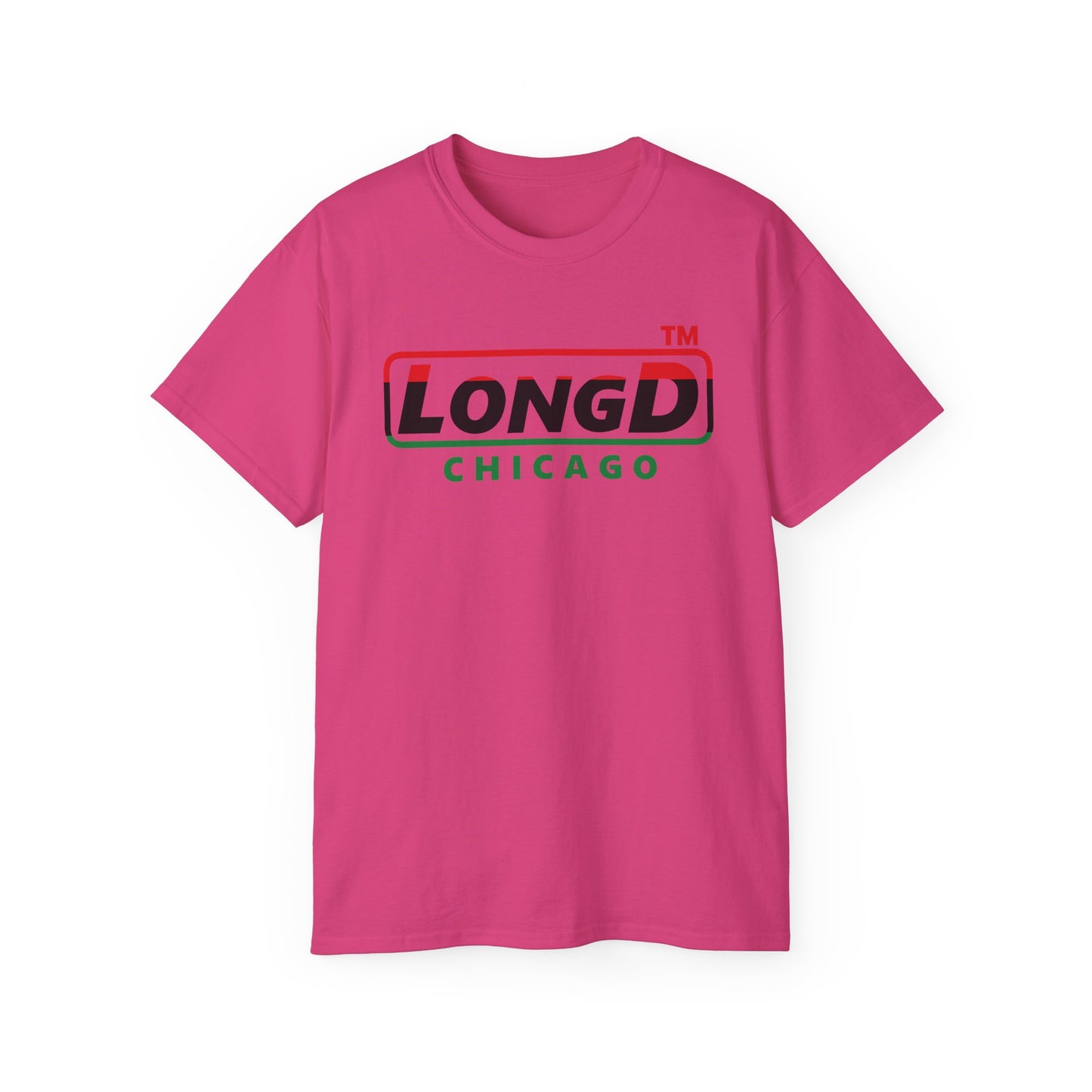 LongD positive horizontal 3-striped Chicago logo cotton tee (Juneteenth colors)