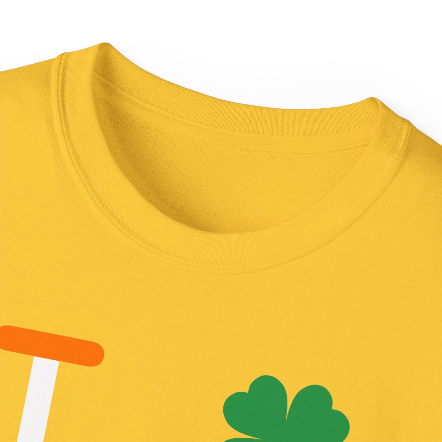 I Clover LongD® Logo Cotton Tee (St. Patrick's Day -Irish Green, White and Irish Orange negative thirds with 4-leaf clover)