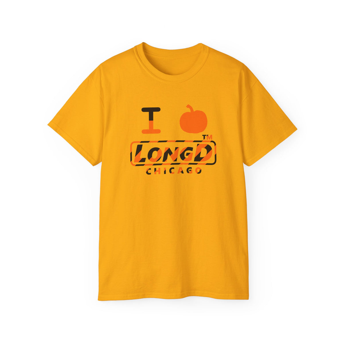 I pumpkin LongD Chicago positive 12-striped logo cotton tee