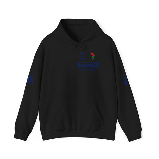 I fist LongD® basic official 4-print single-breasted Chicago logo Hoodie (Juneteenth colors)