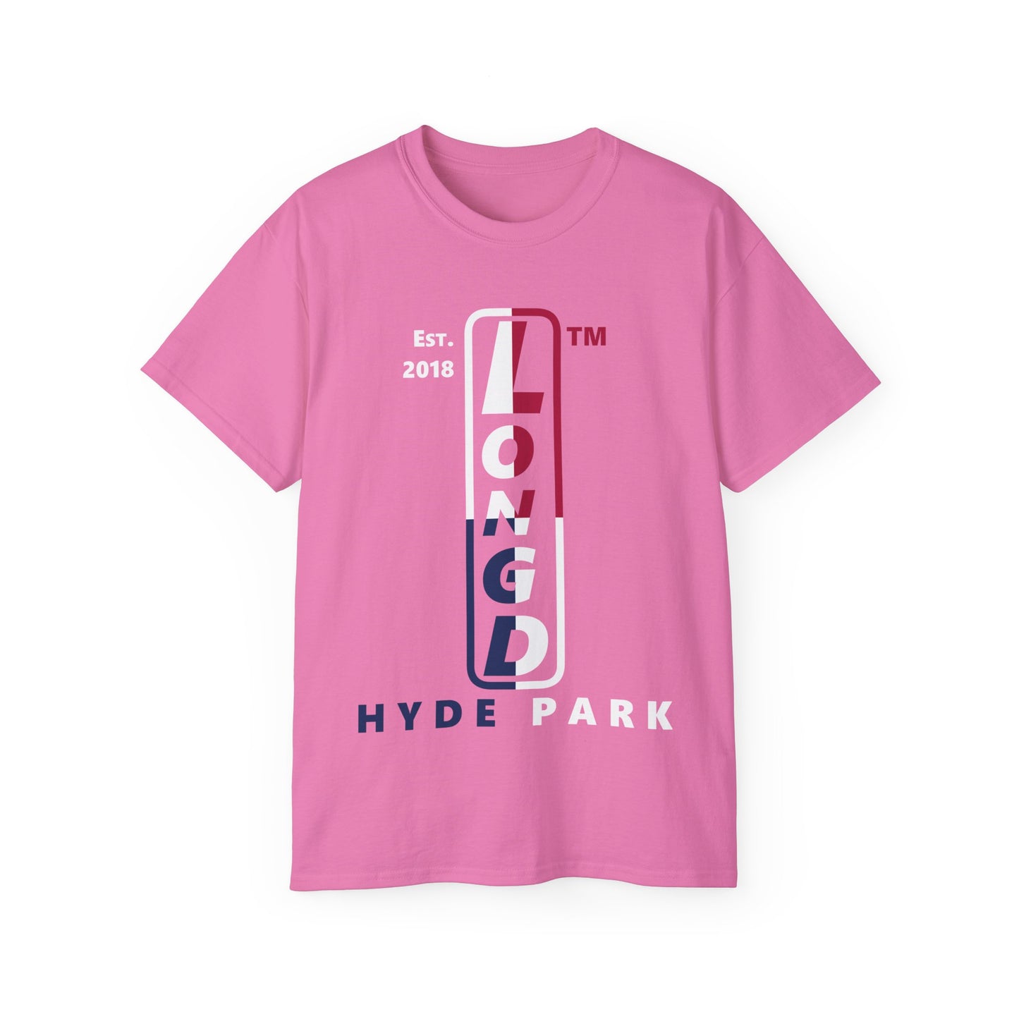 LongD cotton tee positive quarters Hyde Park upright logo (Patriotic colors)