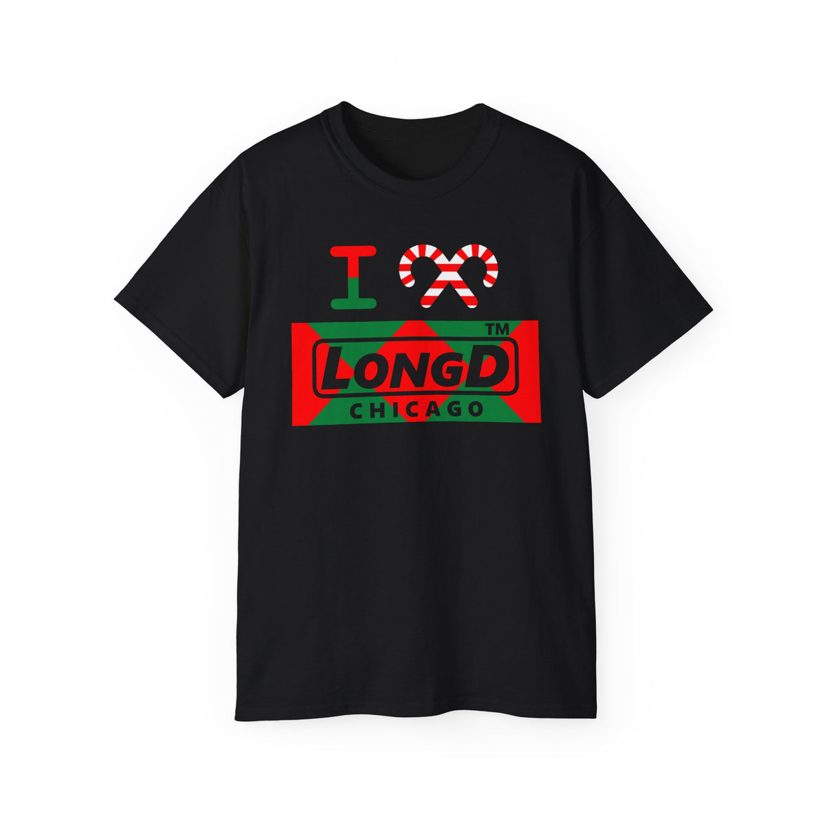I candy cane LongD Chicago negative big argyle logo cotton tee
