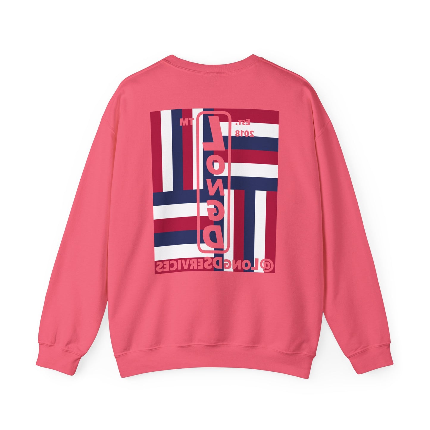 I Burst LongD negative windmill tag upright front-back logo crewneck sweatshirt
