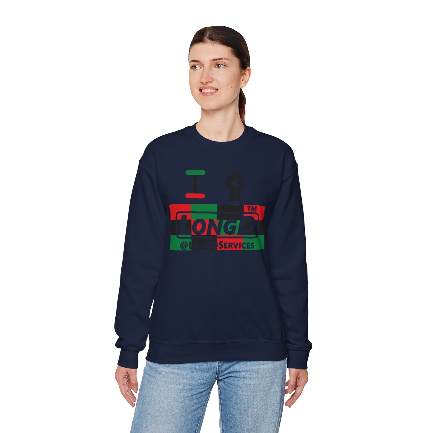 I fist LongD negative 3x4 tag logo crewneck sweatshirt