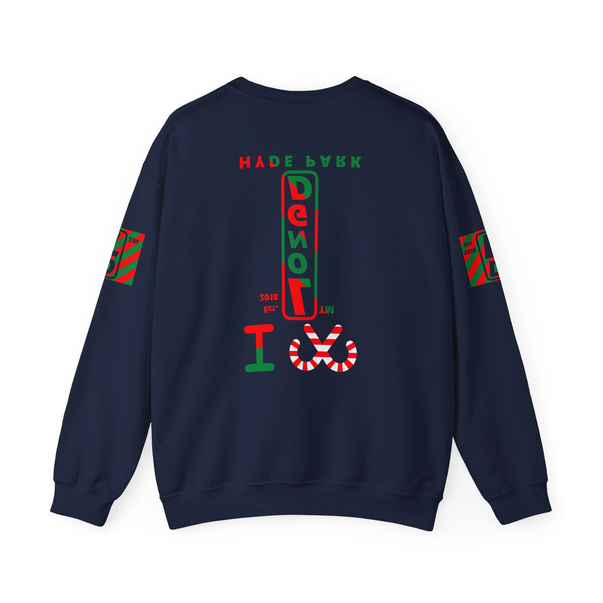 I candy cane LongD Hyde Park positive upright pixel-weighted 4-striped 4-print logo crewneck sweatshirt