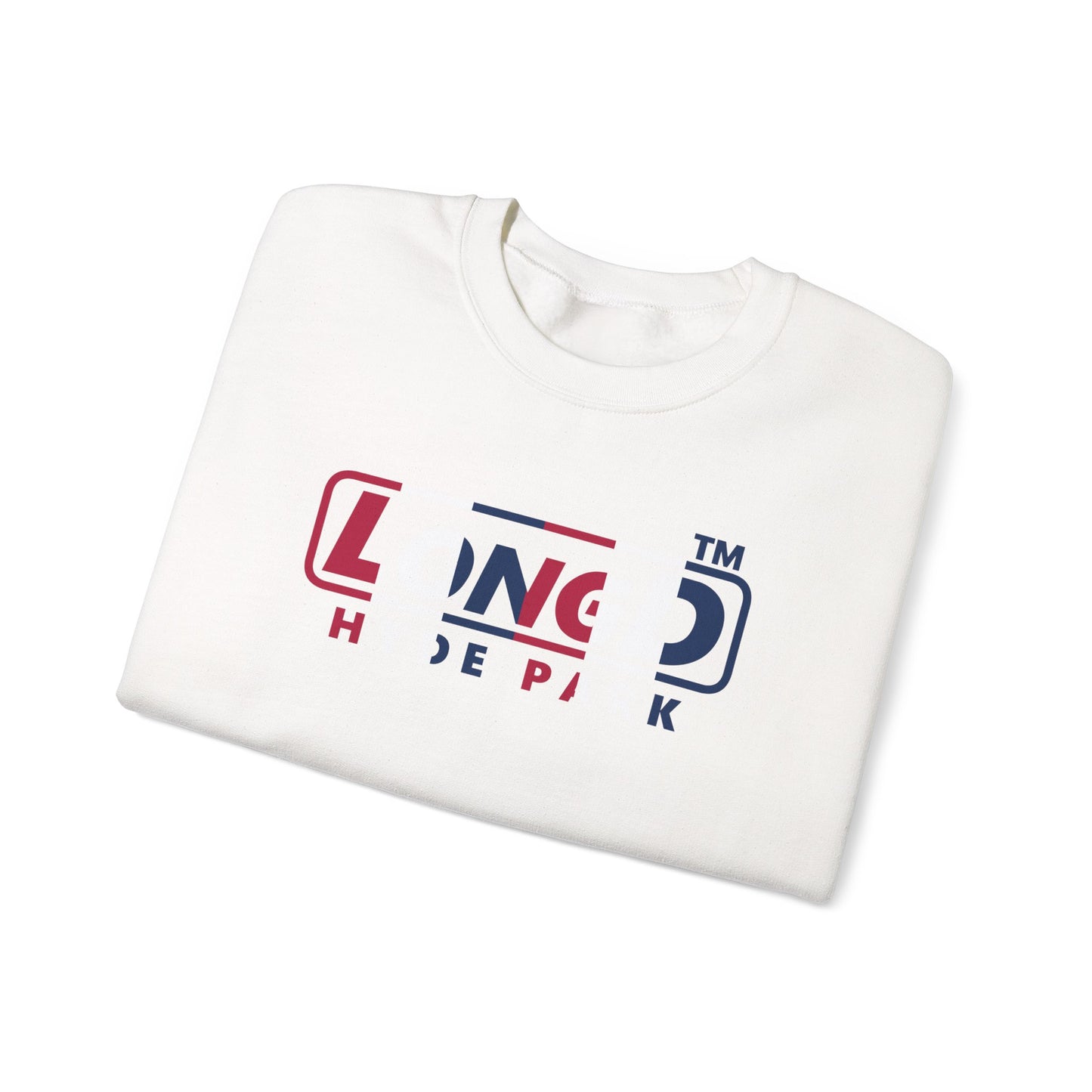 LongD positive vertical 6-striped Hyde Park logo crewneck sweatshirt (patriotic colors)