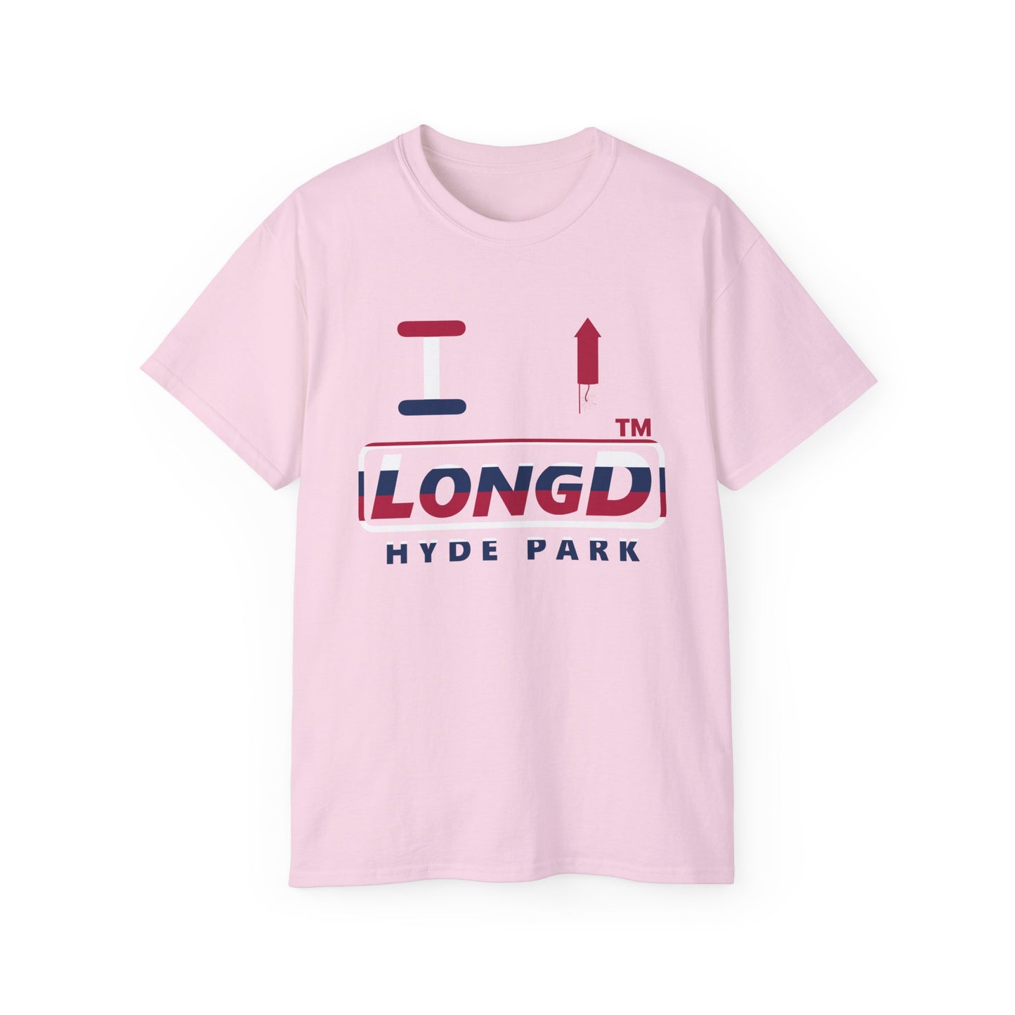 I firecracker LongD positive horizontal 6-striped Hyde Park logo cotton tee