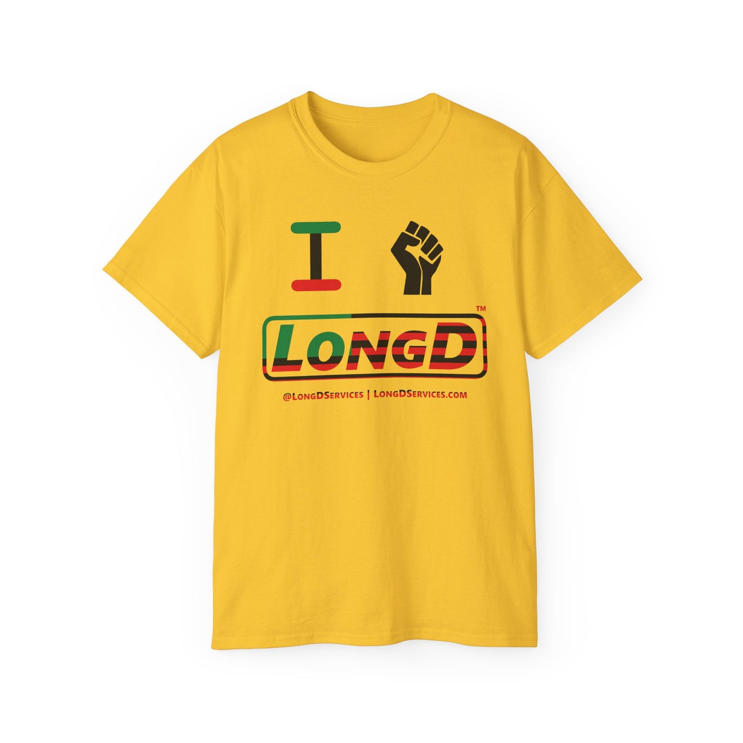 I Fist LongD® Logo Cotton Tee Juneteenth black fist positive flag
