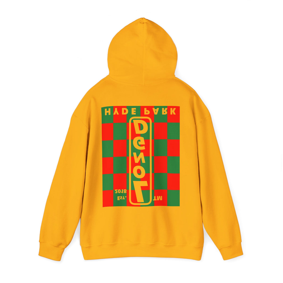 LongD Hyde Park negative upright checkered front-back logo (Xmas colors) hoodie